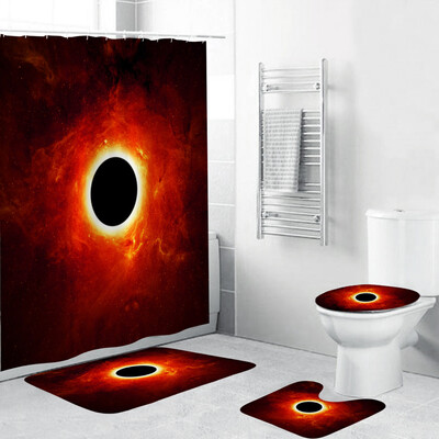

Toponeto 4PCS Non Slip Toilet Polyester Cover Mat Set Bathroom Shower Curtain
