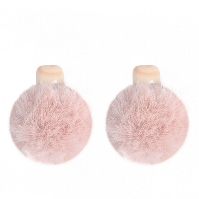 

New Simple Earrings Sweet Ball Long Plush Ball Earrings Metal Nails Girl Favorite Jewelry