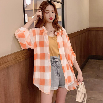 

New Brand Women Blouses Long Sleeve Shirts Yellow&Black Flannel Plaid Shirt Casual Female Blouse Tops
