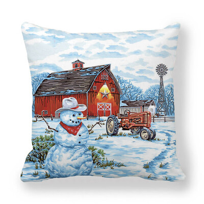 

Cute Santa Claus Deer Christmas Snowman Printed Pillowcase Cushion Cover Xmas Party Home Decor