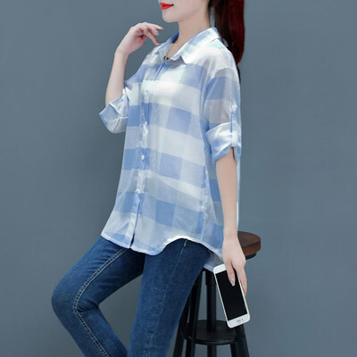 

2019 New Brand Women Blouses Long Sleeve Shirts Yellow&Black Flannel Plaid Shirt Casual Female Blouse Tops