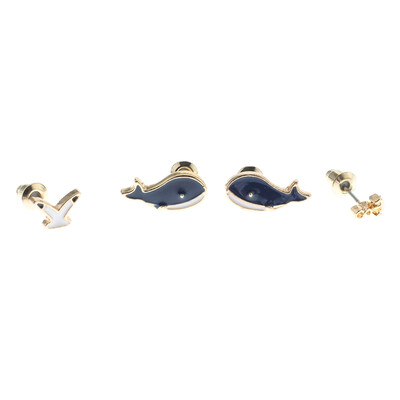 

Cute Blue Whale Seagull Anchor Design Rhinestone Earring