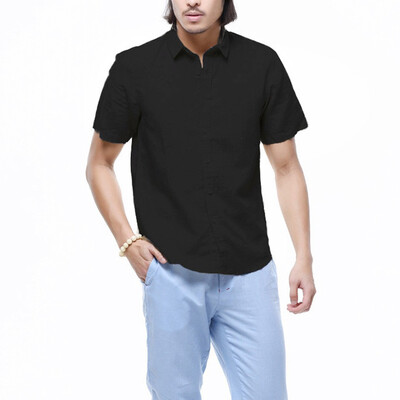 

Toponeto Mens Baggy Cotton Linen Solid Short Sleeve Button Retro T Shirts Tops Blouses