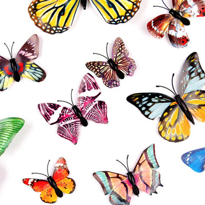 

12 pieces pack Different Sizes Luminous Moon Butterfly 3D Single Double Layer Butterfly Home Living Room Decoration