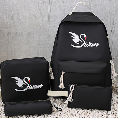 

Tailored Cartoon Alphabet Student Backpack Casual Large Capacity Travel 4 Piece Set