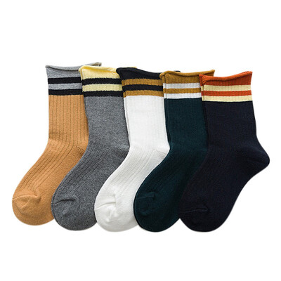 

5 Pairs Kids Socks Autumn Winter New Fashion Stripe Baby Socks for Boys Girls Cotton Children High Socks for 1-12Y