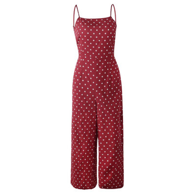 

Elegant Sexy Jumpsuits Women Sleeveless Polka Dots Casual Loose Trousers Wide Leg Pants Rompers Holiday Bow Backless Overalls