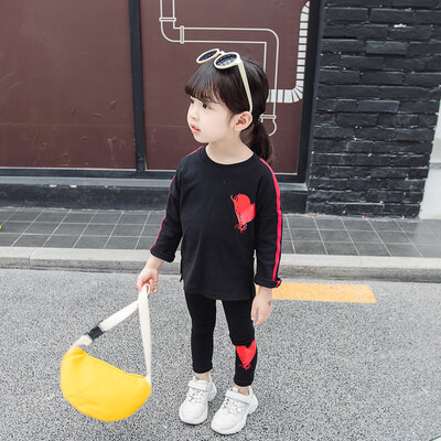 

Kids Clothes girl Spring Autumn Toddler Long Sleeve Heart Print Sweatshirt TopsPants 2Pcs Tracksuit For Girls Chilren Costume