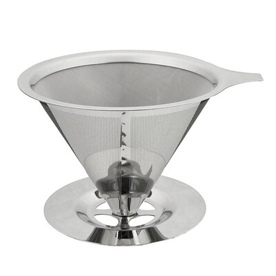 

Stainless Steel Coffee Filter Reusable Pour Over Coffee Filter Cone Coffee Dripper with Removable Cup Stand&Bonus Brush