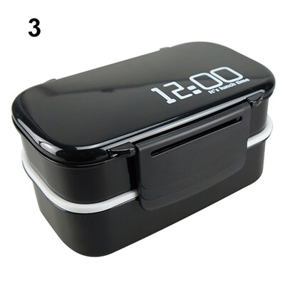 

1200 Clock 2 Layers Bento Lunch Box 14L Microwave Boxes Plastic Food Container