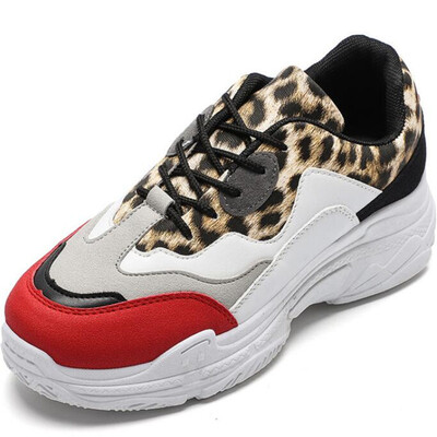 

DIWEINI 2019 new leopard mixed colors plush Fashion high quality women sneakers winter tenis feminino ladies wedges espadrilles