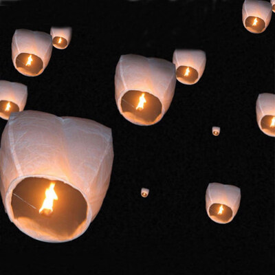 

beautiful Fire Sky Flying Paper Candle Wish Lamp Paper Chinese Lanterns for Birthday Wish Party Wedding Decoration