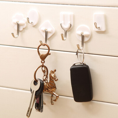 

Gobestart 6PCS Strong Adhesive Hook Wall Door Sticky Hanger Holder Kitchen Bathroom White