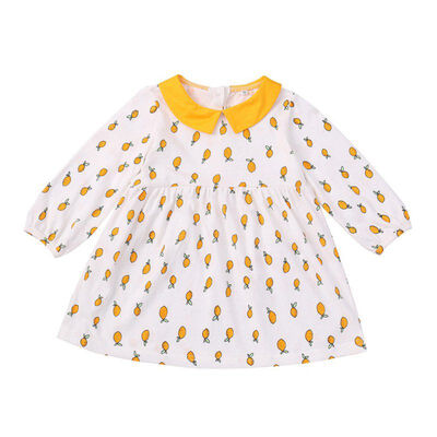 

Baby Girls Dress Summer Autumn Cotton Small Lemon Printed Princess Dress Baby Girls Casual Clothes