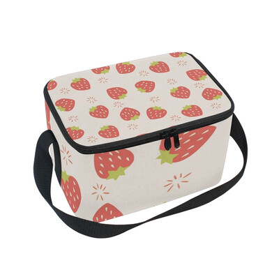 

ALAZA Lunch Box Insulated Strawberry Pink Lunch Bag Large Cooler Tote Bagfor Men Women