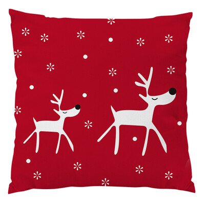 

〖Follure〗Red Vintage Christmas Linen Pillow Case Xmas Deer Cushion Cover Home Decor