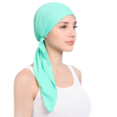 

Women India Muslim Stretch Turban Hat Tie-dye Cotton Hair Loss Head Scarf Wrap Muslim Hats New
