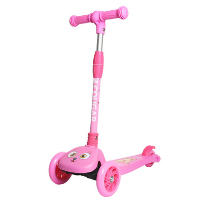 

3 Wheels Folding Scooter with Light Up Wheels Adjustable Height for Kids Girls Boys
