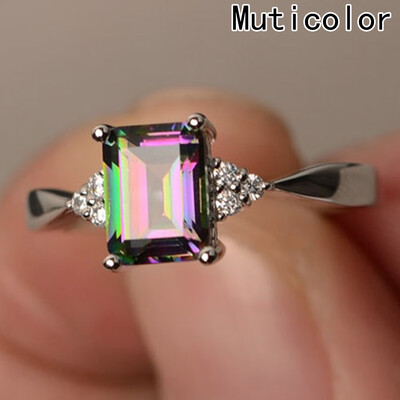 

Silver Mystic Christmas Stylish 10 Birthday Goods Topaz 6 Rainbow Band 925 Rings