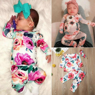 

US Toddler Kids Baby Girl Tee T-shirt Top Pants Headband 3Pcs Outfit Clothes Set