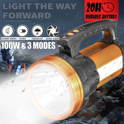 

100W Super Bright Charging Protable Flashlight Handheld LED Lantern Emergency Light Long-range Hunting Rechargeable Torch Lamp