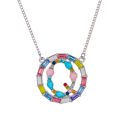 

Letter Fashion Multi-color Zircon Charm Circle Pendant Necklace Necklaces Birthday Jewelry Christmas Gifts