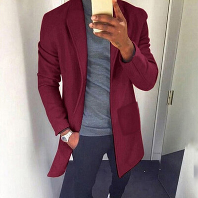

Mens Slim Business Coat Winter Trench Coat Outwear Overcoat Long Sleeve Jackets