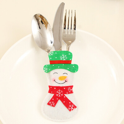 

Tailored Christmas Xmas Decor Snowman Kitchen Tableware Holder Pocket Dinner Cutlery Bag