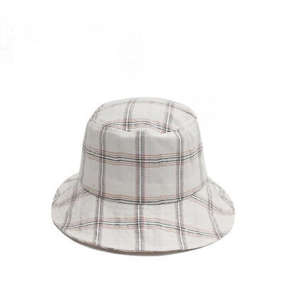 

Hat female summer outdoor couple outing lattice sun hat Korean version simple&versatile fisherman hat male sun basin hat trend