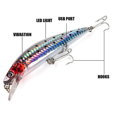 

USB Rechargeable fishing tools Flashing LED light Twitching Fishing Lures Electric Fishing Baits