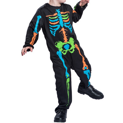 

One Piece Halloween Cosplay Clothes Kids Baby Boy Jumpsuit Long Sleeve Skeleton Print Romper Bodysuit Sets 1-9Y