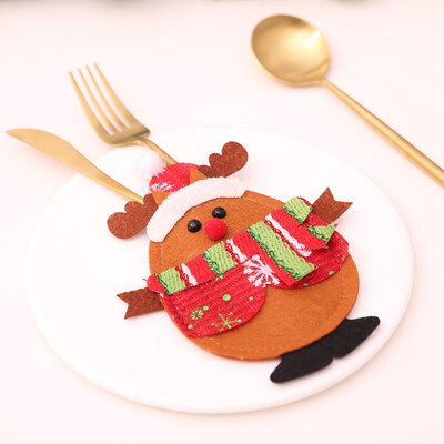 

Tailored 1PC Xmas Decor Tableware Set Bag Holder Christmas Dinner Table Layout Supplies