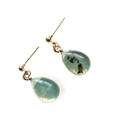 

Woman Amber Water Drops Gem Oval Sequins Embellishment Earrings