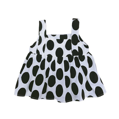 

Summer Fashion Girls Cotton Breathable Dot Print Princess Cute Sleeveless Sling Tops 0-7 Years