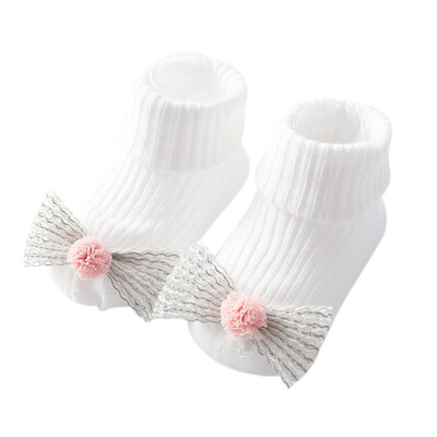 

Infant Baby Boys Girls Socks Cotton Flower Bow Socks Warm Anti Slip Floor Warmer Socks