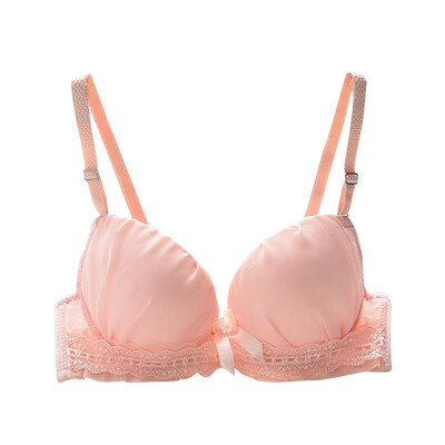 

Girls Push Up Bra Lace Bow Tie Cute Thin Underwear New Fashion 34 Cup Gather Adjustment Underwire Everyday Lingerie Bra