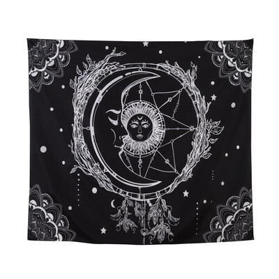 

Wall Hanging Tapestries Moon Star Clouds&Mountains Tapestry Black&White Wall Blanket Wall Art for Bedroom Bohemia Home