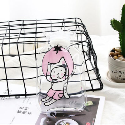 

Practical Cartoon Clear Hot Water Bottle Hand Feet Warmer Portable Water Injection Bag Winter Gift Winter Daily Supplies