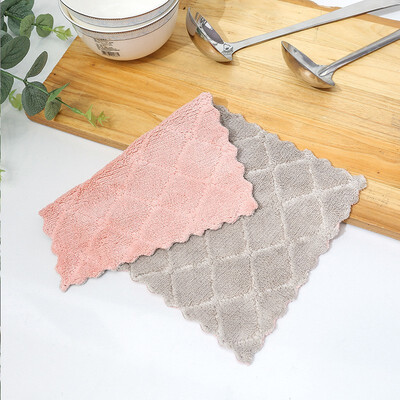 

NeillieN Double-sided coralline velvet cloth kitchen cloth strong absorbent dishwashcloth wet&dry cleaning cloth dishcloth