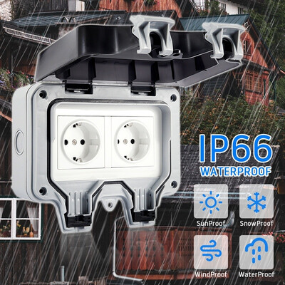 

IP66 Wall Socket for Outdoor Use Waterproof & Dustproof Socket 13A DE