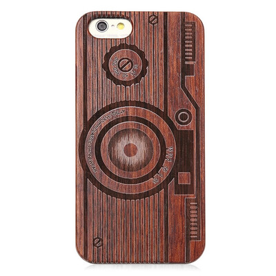 

Retro Camera Pattern Embossment Carving Design Wood Back Case Cover for iPhone 6 6S
