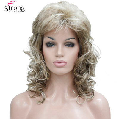 

StrongBeauty 18" Long Wavy Light Brown Highlighted Full Synthetic Wig COLOUR CHOICES