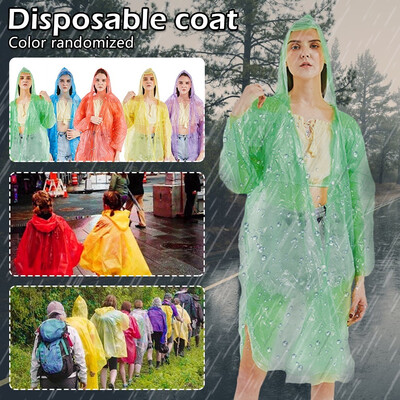 

20pcs Random Color Adult Disposable Raincoat Poncho Hiking Camping Waterproof Rain Coat