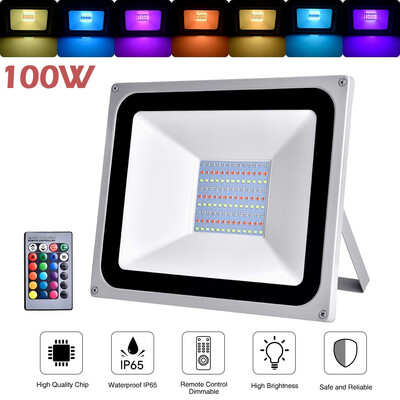 

100W Adjustable Color RGB LED Flood Light Landscape Spotlight Spot Lamp SMD Floodlight