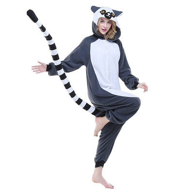 

Adult Animal Lemur Kigurumi Onesie Pajamas Sets Costumes Pyjamas Homewear Sleepwear Winter Warm Nightie For Lovers Couples