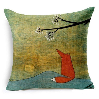 

Christmas Nordic Pillowcase lovely animal fox Decorative Cotton Linen Throw Pillow cover Cojines almofada