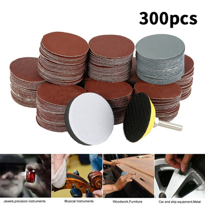 

100300pcs 80-3000 Grit 2 Inch Sander Disc Sanding Polishing Pad Sandpaper Tool with Shank Backer Plate&Sponge Cushion