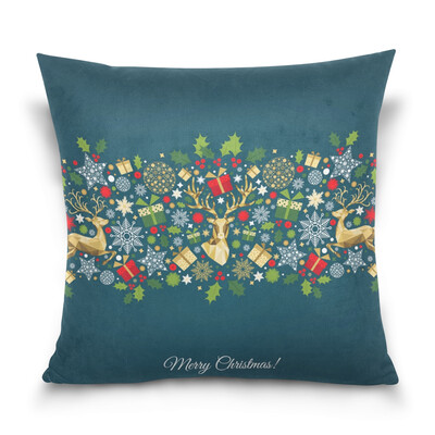 

ALAZA Throw Pillow Cover 16 X 16 inch Christmas Gift Cushion Cover with Christmas Patterns Printed Pillowcase