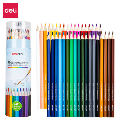 

Deli deli 36 color barrel water soluble color pencil water soluble color lead set with pencil sharpener 68131