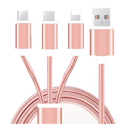 

USB Data Cable 3 in 1 Phone Charger Cable Multiple Charging Micro USB Type C Cable 3in1 Mobile Phone Cables for lightning